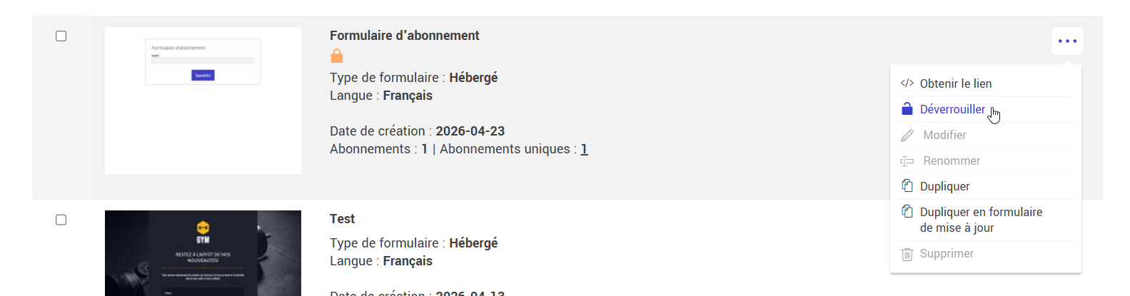 D&eacute;verrouiller un formulaire